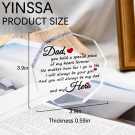 YINSSA Dad Birthday Gifts from Daughter Son Engraved Acrylic Decor Desk Decorations Cool Fathers Day Presents for Dad Christmas Thanksgiving Day Gifts Birthday Gifts