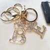 Gold Metal Initial Letter Keyring with Rhinestone Crystals - A-Z