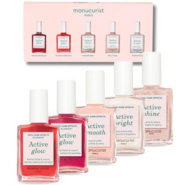 Manucurist Rainbow Active™ Jelly Gel Nail Polish Set - No Lamp - 5 Treatment Nail Polish : Glow Raspberry, Glow Blueberry, Shine, Smooth, Bright - Nail Care Gifts for Women - Beauty Gifts for Women