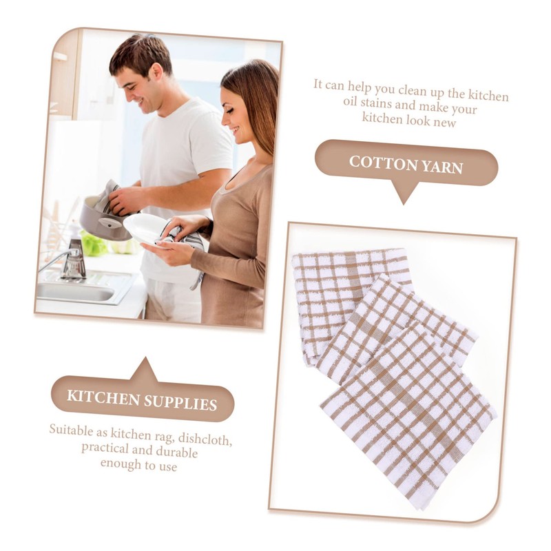 Ciieeo 3Pcs Supple Kitchen Dish Towels Organic Cotton Cleaning Cloths