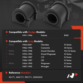 A-Premium 2 x Front To Frame Sway Bar Bushing Kit, Compatible with Jeep & Dodge - 1984-2001 - Cherokee, Grand Cherokee, Wrangler, Grand Wagoneer, Comanche, Wagoneer, J10, J20, Dakota