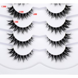 Pooplunch False Eyelashes Invisible Band Cat Eye Look Natural Wispy Lashes Extension Volume Fluffy Short Fake Eyelashes Faux Mink Lash Strips 7 Pairs Multipack