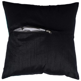 GULAAL ART Teal Blue & Black Indian Soft Silky Satin Cushion Covers Square Throw Decorative Pillowcases for Couch Sofa Home Decor Ethnic Pillow Covers 18X18