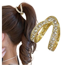 Herbeluemily Hair Claw Hair Clip Ponytail Clip Bijou Rhinestone Hairpin Hair Ornament, Gold