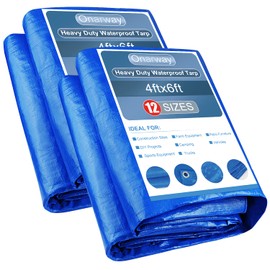Tarp Heavy Duty Waterproof for Outdoor: 5X7 Ft 2Packs 11Mil UV Resistant Poly Tarps Cover with Grommets Multipurpose for Boat Pool Tent Camping Blue