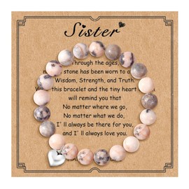 To My Sister Bracelet Big Sister Bracelet Dainty Best Friend Bracelet Natural Stone Bracelet Stretchy Beaded Bracelet for Sister Friendship Gifts for Best Friend Birthday Christmas Gifts for Girls