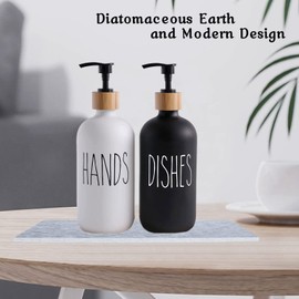 Water Absorbent Diatomite Coasters, 2PCS Diatomaceous Earth Soap Tray, Quick Drying Soap Holder, Diatomaceous Earth Bathtub Countertop Organizer for cup, Soap, Shampoo, Lotions, Bottles (Grey)