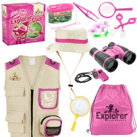 Premium Kids Explorer Kit with Extra Sturdy Accessories for 3-7 Year Olds -Bug Hunting Costume Hat Vest boys girls Outdoor Backyard Safari Nature Zoo Keeper STEM Educational