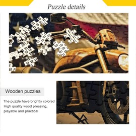GOODOLD Vintage Motorcycle Flag Puzzles for Adults and Kids 1000 Pieces, Wooden Jigsaw Puzzles, Happy Family Games Ideal