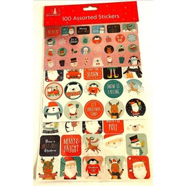 Tallon Xmas 100 Assorted Stickers, Christmas Colours, 21.01 x 9.5 x 0.2 cm