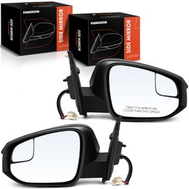 A-Premium Pair (2) Driver and Passenger Side Power Door Mirror - Compatible with Toyota RAV4 2016 2017 2018 - Non-Heated Manual Folding Black Outside Rear View Mirror w/Blind Spot Detection