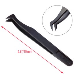 10 Pcs Plastic Anti Static Carbon Fiber Tweezers Set, 4.5 Inch Precision Curved Tip Industrial Tweezers Suitable for Crafts Electronics, DIY, Repair Tool, Black