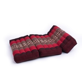 GABUR Foldable Meditation Cushion, 100% Kapok, Red Elephants, 25.5"x19.5"