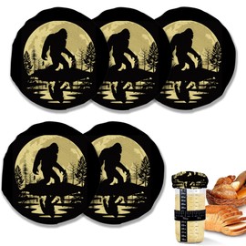 Sourdough Starter Jar Cloth Covers,Bigfoot Forest Moon Gifts for Women Baker 5 Pack Kit Stretchy Cloth Jar Lids Fits Jar Mouth Ranging 3"- 4" Inches