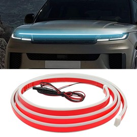 UHANBUT 71 Inch Exterior Car LED Hood Light Strip, Flexible Waterproof Dynamic Scan Start Up Hoodbeam Lights, Universal 12V Bright Daytime Running Light Strip for Cars, SUVs, Trucks (Ice Blue)