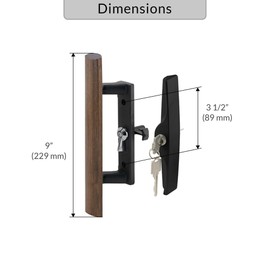 FHC C1241 Keyed 3-1/2" Sliding Door Handle - Acorn Black