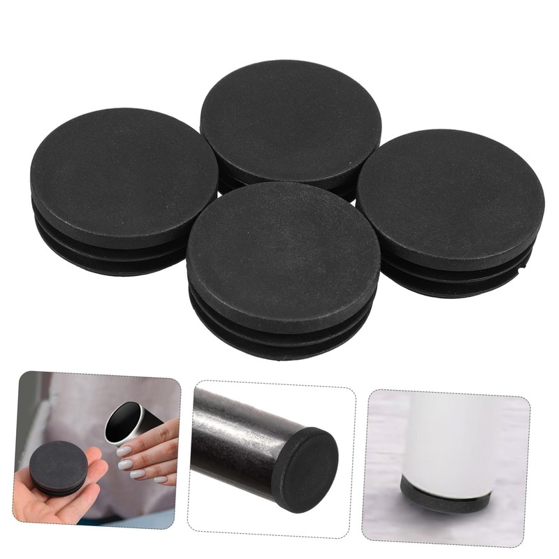 Gadpiparty 4pcs Black Plastic Round Leg Inserts for Furniture Chair
