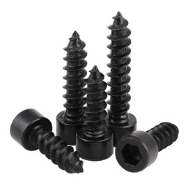 FEEIMOL Carbon Steel Self Tapping Screws Black Hex Socket Screws M4 x 16 mm (Pack of 50)