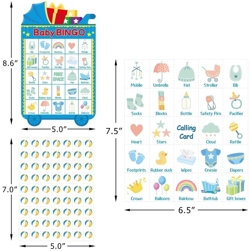 Fancy Land Baby Shower Bingo Game 24 Guests Boy Baby