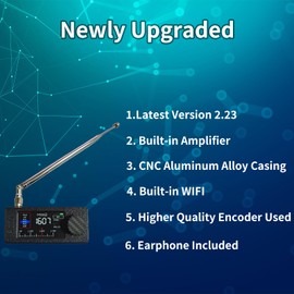 SI4732 Mini Radio 0.5-108MHz Portable V2.23 WOOKLEA Shortwave Receiver AM/FM/LSB/USB, Built-in Headphone Amplifier & 800mAh Battery for Travel & Outdoor