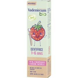 Vademecum Children's Toothpaste Junior 1-6 Years, Natural Strawberry Flavour, Certified Organic, Fluorine-Free, 99% Natural Origin Ingredients, 50 ml
