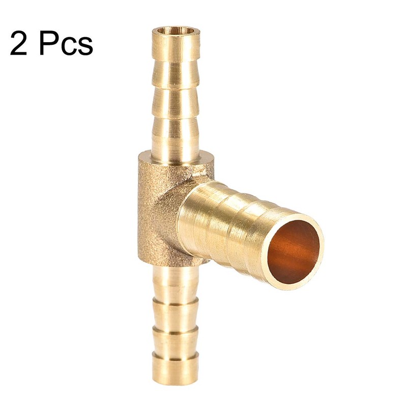 sourcing map 6x10x6mm Brass Hose Reducer Barb Fitting Tee T-Shaped