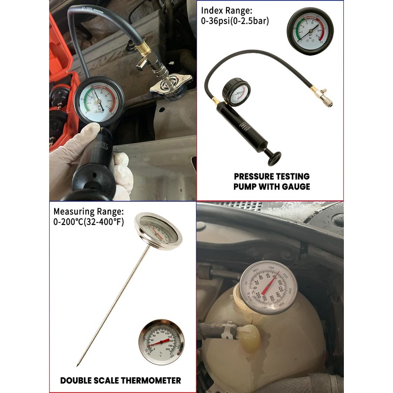 Punmew Radiator Coolant Pressure Tester Kit 18pc Automotive Cooling System