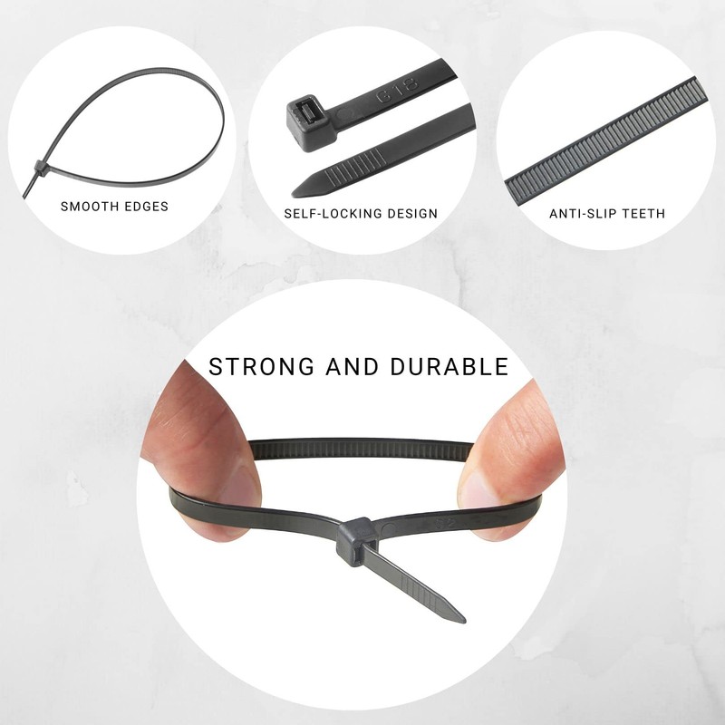 Haus Projekt Cable Ties 100 Pack Black, Mixed Size Assorted