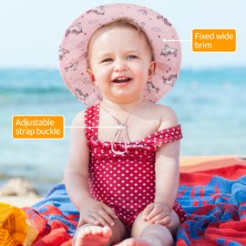 DRESHOW Baby Sun Hat Toddler Sun Protection Cap Unisex Summer Printed Bucket Hats with Chin Strap UPF 50+