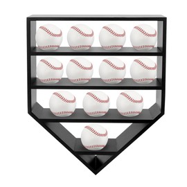 Hodeframe Baseball Display Case,Baseball Holders for Balls,12.8x16 inches Large Black Shadow Box for 12 Baseballs Wall Mount,Without Door,for Home Run and Collector Autograph Balls