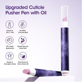 Gellen 4-in-1 Cuticle Puhser Pen with Micro-Dosin Oil, Cuticle Remover & Cuticle Oil in a Pen, Ceramic Nail Puhser Pen for Hangnails & Dry & Damaged Nails, Nail Care Pen for Repair & Nourish Nails