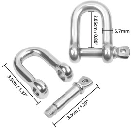 Belle Vous 10 Pack Stainless Steel M6 D Ring Screw Shackles with Pins - Heavy Duty Shackles - 5.7mm Thick and 220kg Capacity - For Marine Mounting, Camping, Sports & Hiking Accessories