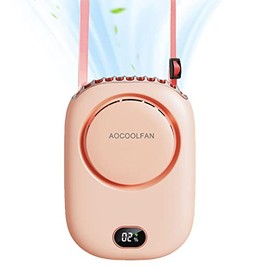 Portable Neck Fan, Mini Hanging Neck Fan with Adjustable Lanyard and Bracket, USB Rechargeable Hands Free 3 Wind Speed Personal Fan for Indoor Outdoor (Pink)