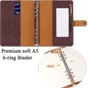 Leather Notebook Binder A5, PU Leather Refillable Notebook Ring Binder