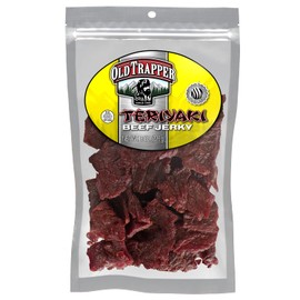 Old Trapper Beef Jerky, Teriyaki 8-Ounce Individual Pack, Tender Meat Snack for Lunches or Between Meals, 11 Grams of Protein, Zero Grams of Fat, and 70 Calories per Serving (Pack of One)