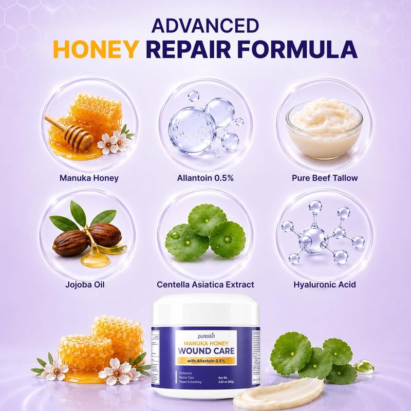 PURESKIN Manuka Honey Wound Care: Manuka Honey Ointment for Wounds,