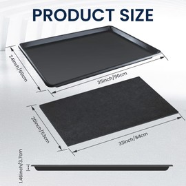 3 Pack Extra Large Oil Drip Pan, 35 x 24 x 1.4 Inch Plastic Drain Pan for Oil Changes with 3 Pcs Spill Mat Reusable Leak Tray for Garage Workshop Driveway Catch Leaks Fluid Changes Transmission Fluid