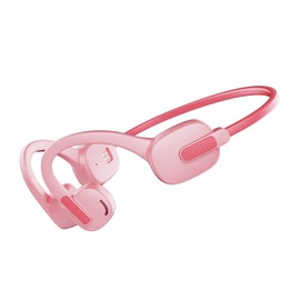 SANOTO Kids Bone Conduction Headphones,Open Ear Headphones Bluetooth 5.2, Kids Wireless Headphones Waterproof IPX5,Sweat Splash Proof, Comes with 8G Memory 10 Hrs Music Play (Pink)