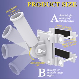 No Drill Flag Pole Holder for Railing,for 1" Flagpole, Flag Pole Mount for Porch & Fence Rail, Apartment Balcony,Square Railing,Tangle Free and Two Installation Methods-with Silicone Pads (white)