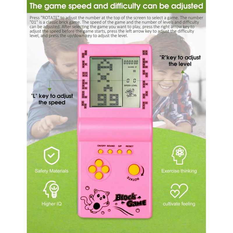 3.5-inch large screen brick game console building block game racing/tank