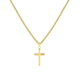 ALEXCRAFT Cross Chain Gold Silver Necklace for Women Men Girls Chain with Cross Gift for Women Girlfriend Mum Girls, Brass Gold