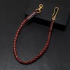 Rockyu Men's Genuine Leather Braided Brown Pant Chain Wallet Chain