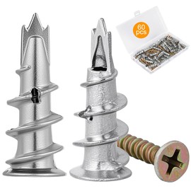 vsshe 60 PCS Heavy Duty Self Diamond Drywall Fixings, Metal Wall Plugs and Screws, Gold Cavity Original Plugs, Drywall Anchor Cavity Drywall Screws for Drywall Composite Board Wall Hanging Stuff