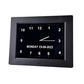 Large Dementia Clock with Medication Reminders, Day, Date, Alarms, Selectable Analogue/Digital Displays (8 inch), Mains-powered