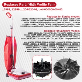 HASME Replacement Fan for Sanitaire Upright Vacuum Cleaner Replaces for 20-8620-08 Fits for 1934A 1950A 2010XRB SC678 SC888 SC883 E-881 5" Diameter with High Profile Blade Fan
