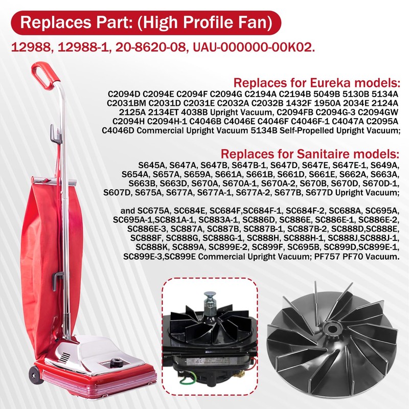 HASME Replacement Fan for Sanitaire Upright Vacuum Cleaner Replaces for