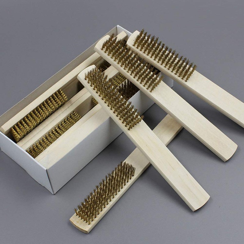 4pcs Brass Wire Brush,Soft Brass Bristle Wire Brush,Wire Scratch Brush