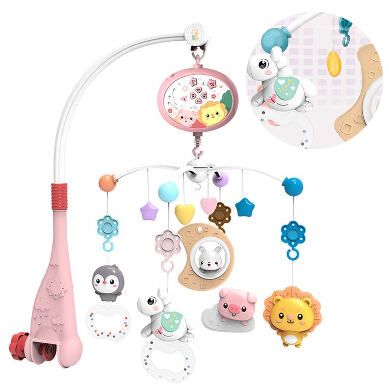 Hanging Rotating Rattles Remote Control Baby Musical Crib Mobile Projector