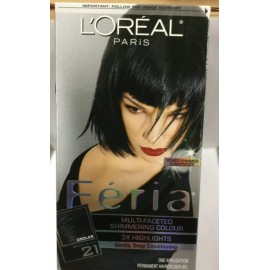 L'Oreal Paris 3 X  L'Oreal Feria Multi-Faceted Shimmering Permanent Hair Color 21 BRIGHT BLACK