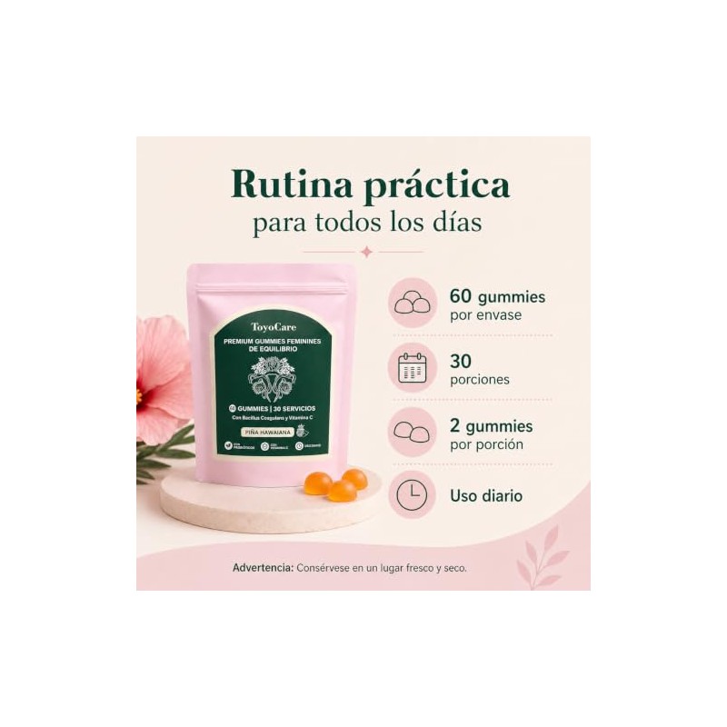 Probioticos Mujer Gomitas Bacillus Coagulans Vitamina Piña Polvo Porciones Formato